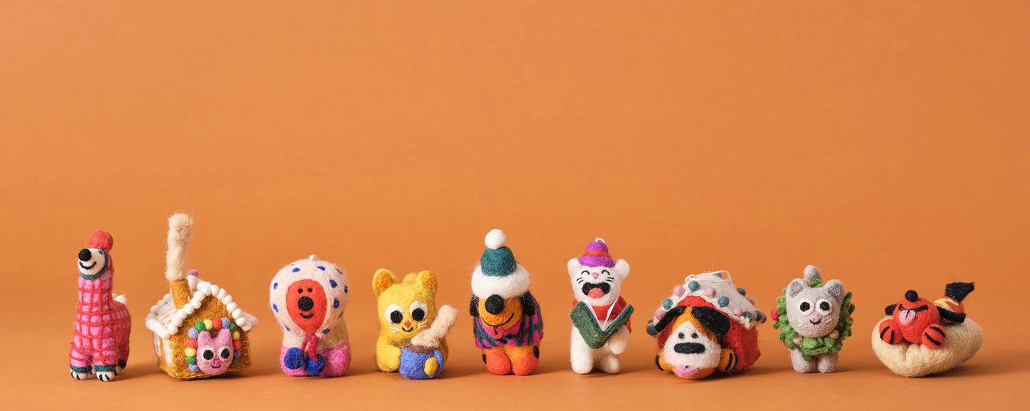 Wrap Vilten Hond Kersthanger - 'Ginger Dog'