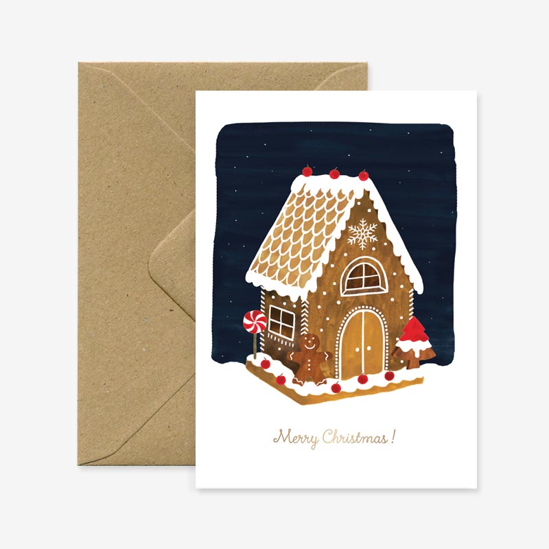 Atws A6 Kerstkaart -Ginger Bread House