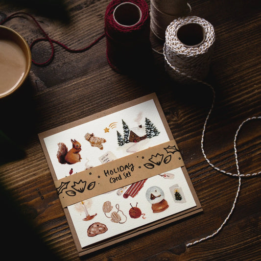 Studio Satsch Greeting cards set of 4 with envelope - Happy Holidays