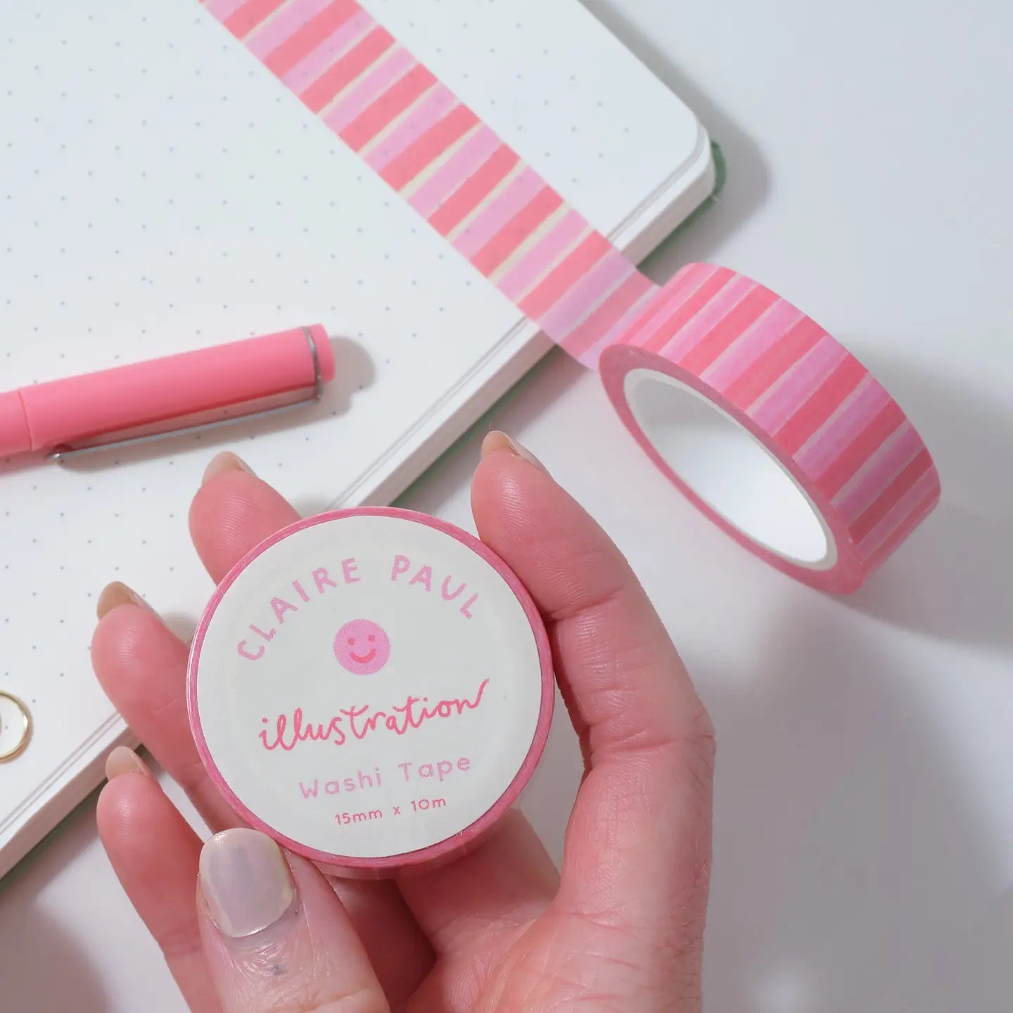 Washi tape Roze en rode strepen - Claire Paul