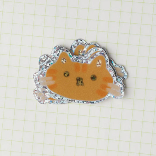 Claire Paul Holografische sticker - Lichtbruine kat