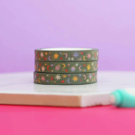 Nutmeg and Arlo Washi Tape - Green Stars - (smal)