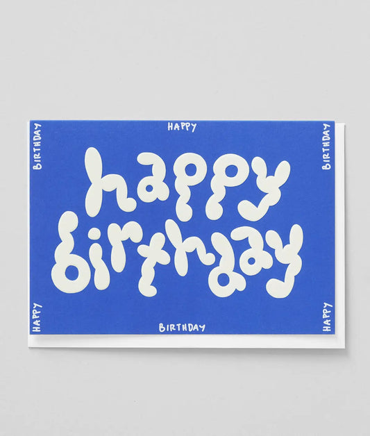 Wrap Wenskaart - 'Happy Birthday' Blauw in reliëf