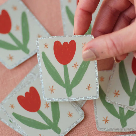 Claire Paul – Aufkleber „Holografische Tulpe“