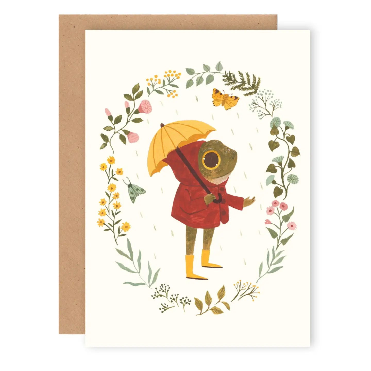 Grußkarte von Cécile Berrubé – Frosch mit Regenschirm