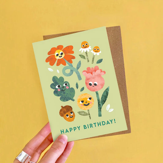 Emily Nash verjaardagskaart A6 - Flower Faces