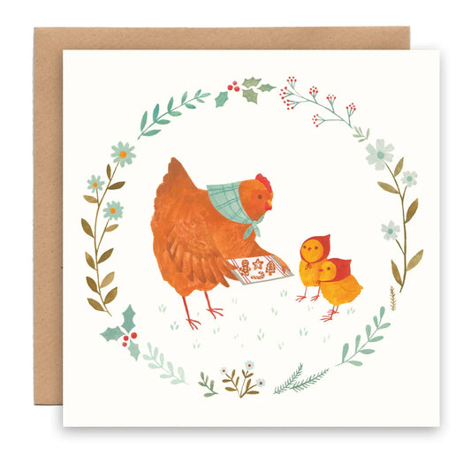 Cécile Berrubé Kerstkaart - Kerst Kippenkaart