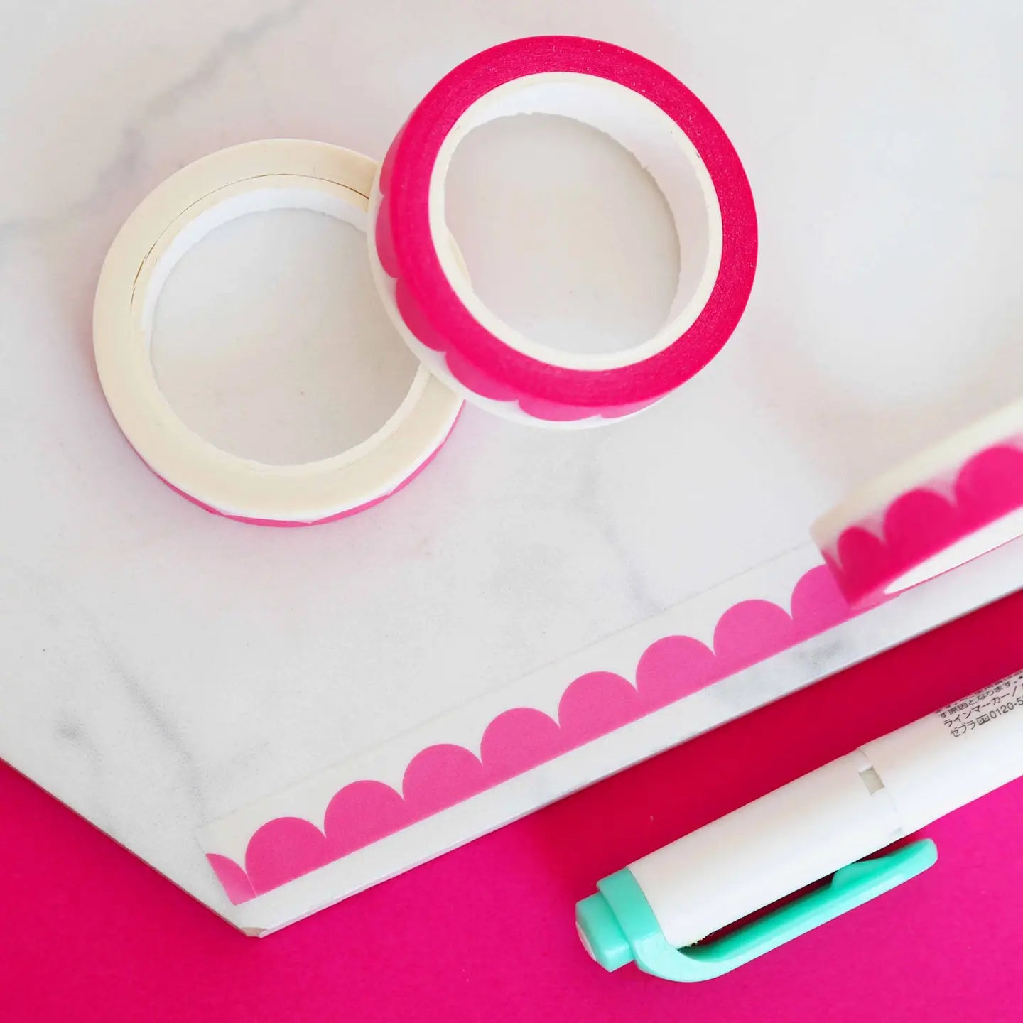 Nutmeg and Arlo Washi tape - Pink Scallop