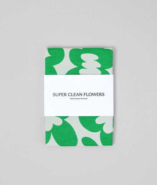 Theedoek Super Clean Groene Bloemen - Wrap