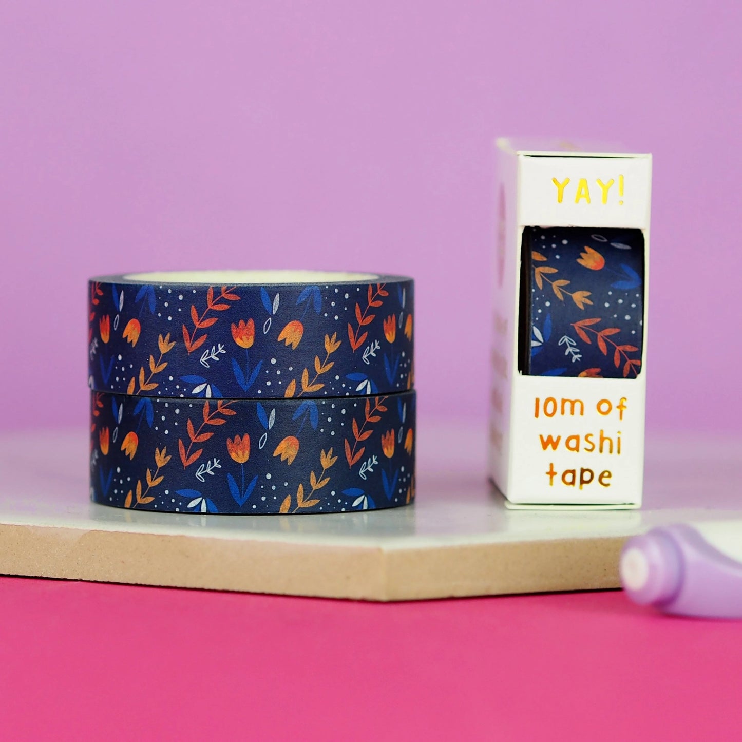 Nutmeg and Arlo Washi Tape - Navy Blue Floral