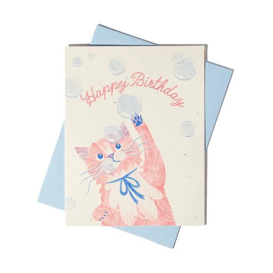 Verjaardagskaart Bubbles Kat - Bromstad Printing Co.