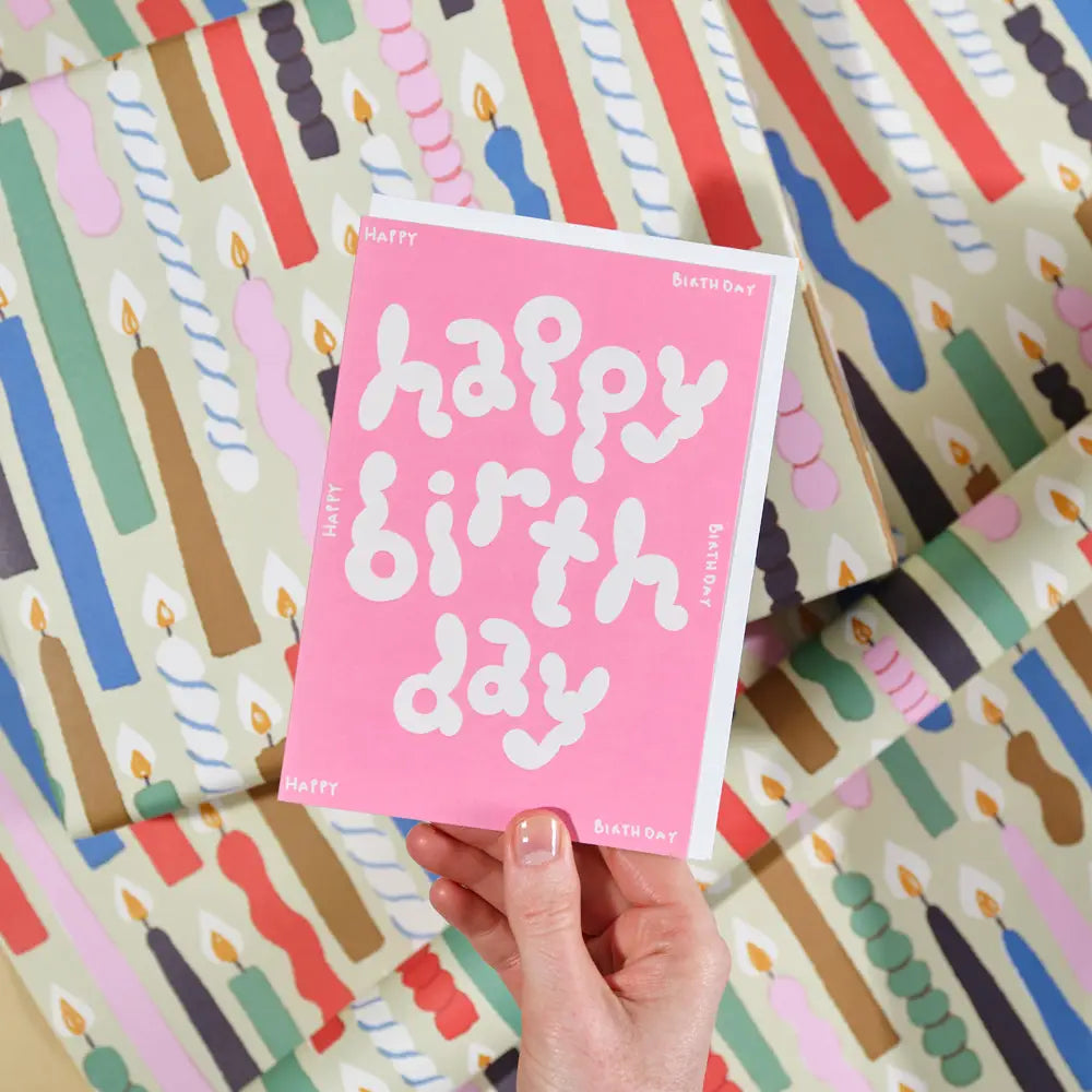 Wrap Wenskaart - 'Happy Birthday' in reliëf