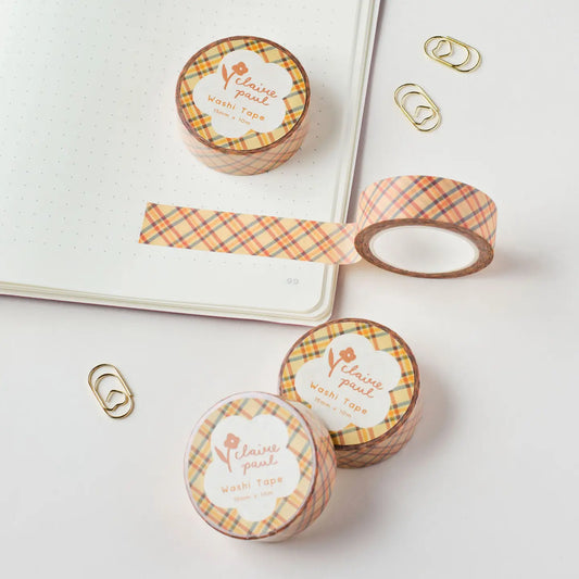 Washi tape Geel geruit - Claire Paul