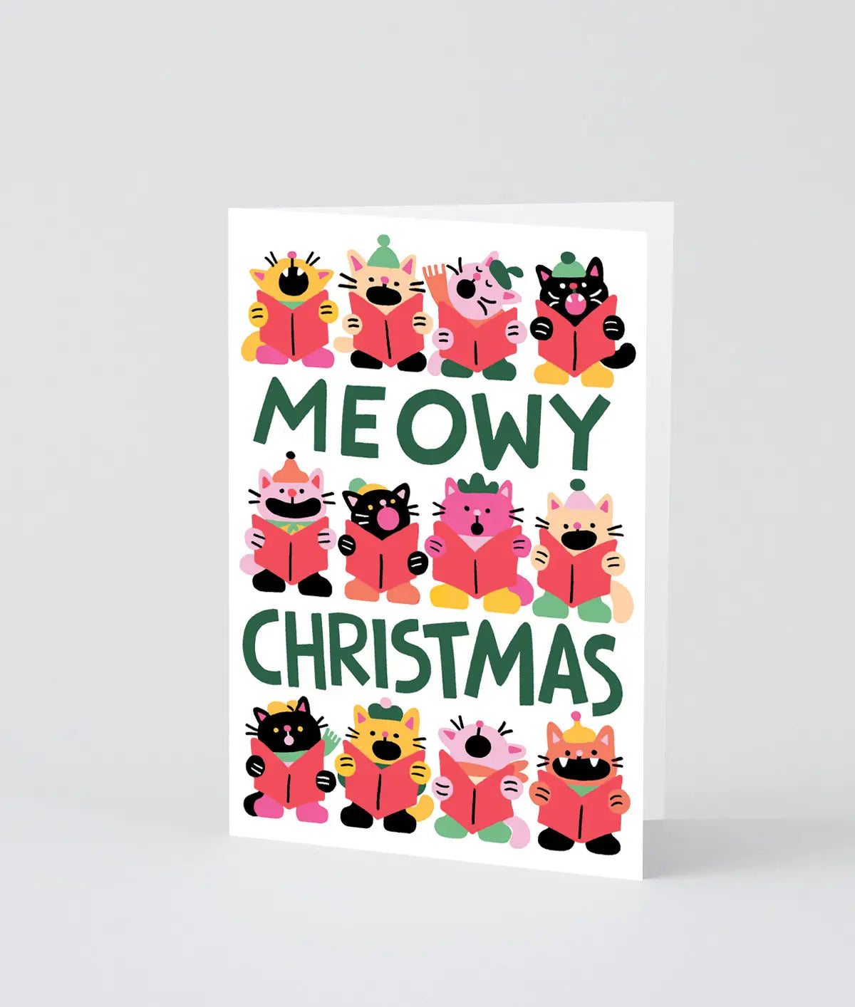 Wrap - Kerstkaart 'Meowy Christmas' met reliëf