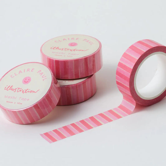 Washi tape Roze en rode strepen - Claire Paul