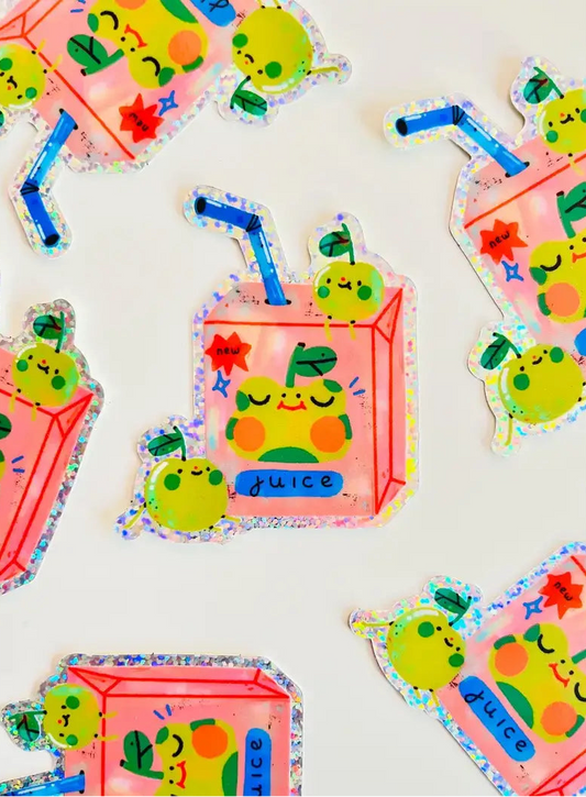 Bloemkolie Glitter Sticker - Froggo Appelsap