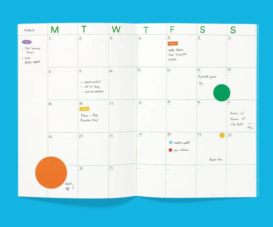mishmash Undated Large A4 planner Monthly - Solid Lime