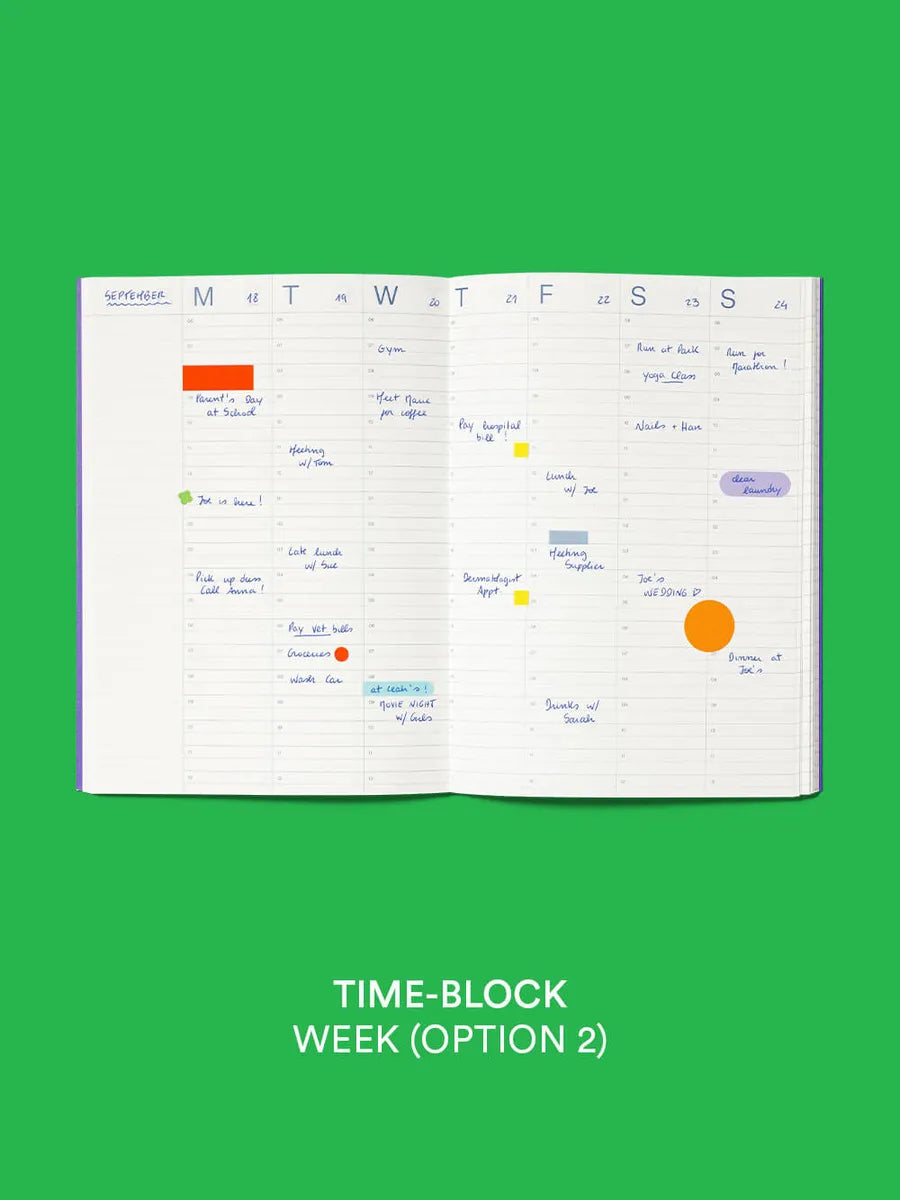 mishmash Undated A5 planner Time Block - Lemon