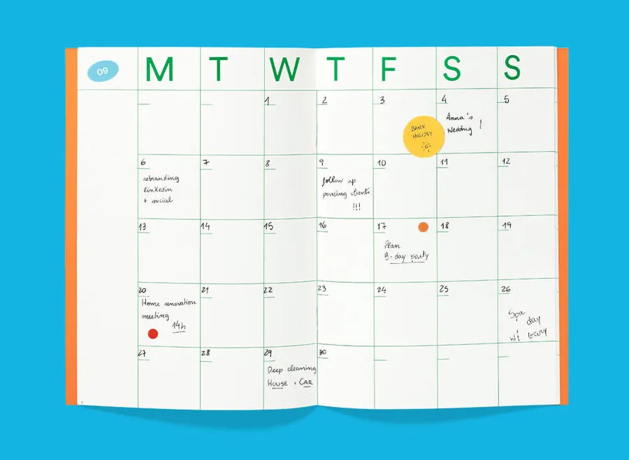 mishmash Undated Large A4 planner Monthly - Solid Lime