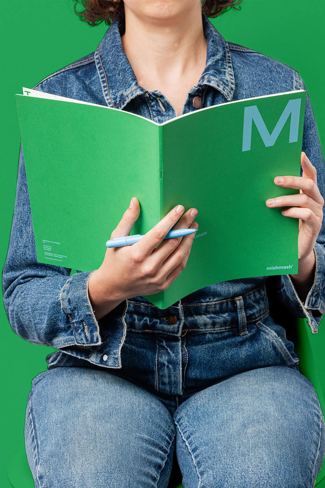mishmash Undated Large A4 planner Monthly - Solid Lime