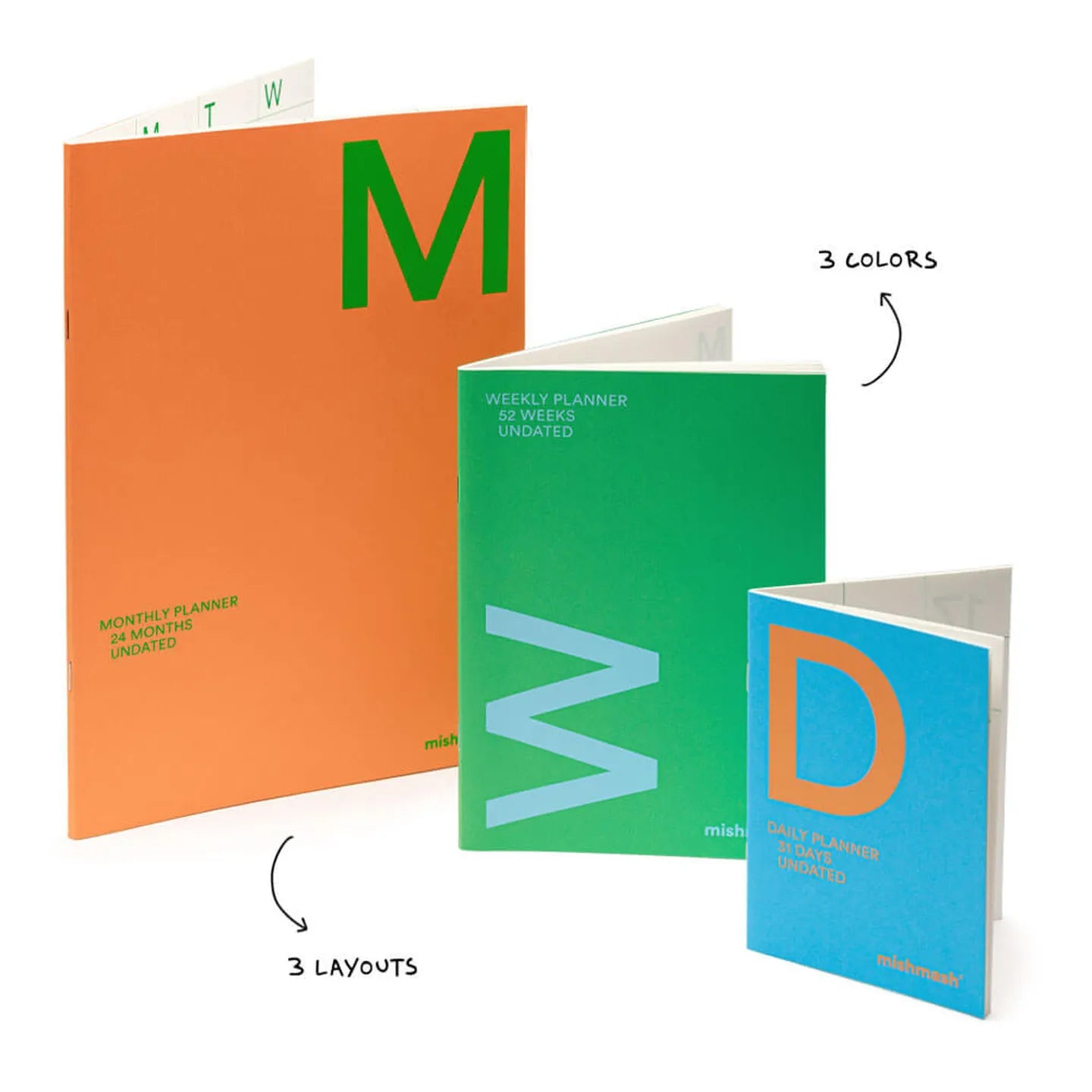 mishmash Undated Large A4 planner Monthly - Solid Lime
