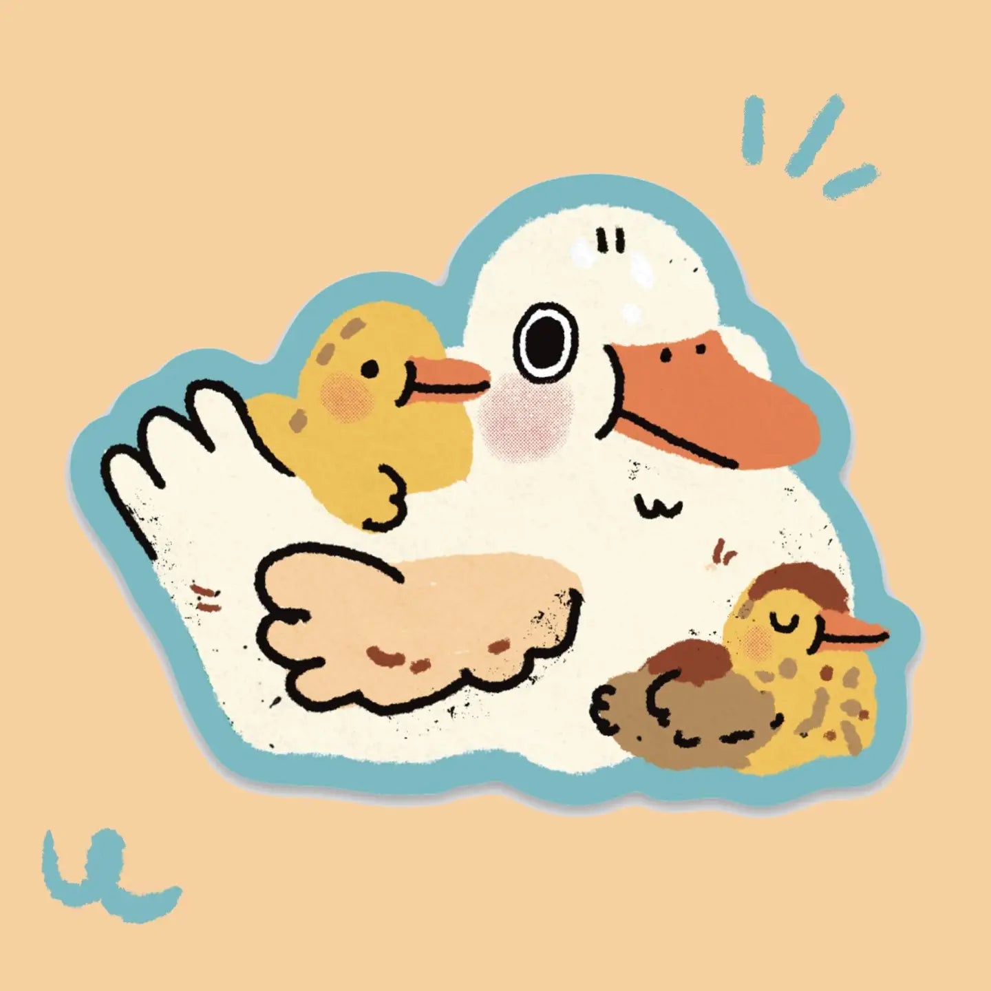 Sticker Vinyl Mama Duck & Ducklings - Cauliflower