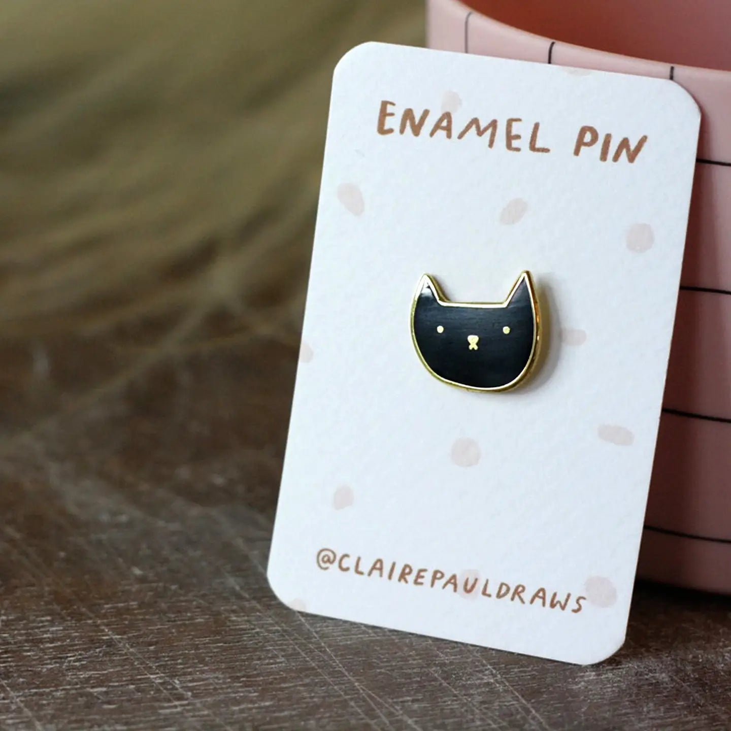 Claire Paul Emaille Speldbadge - Zwarte Kat
