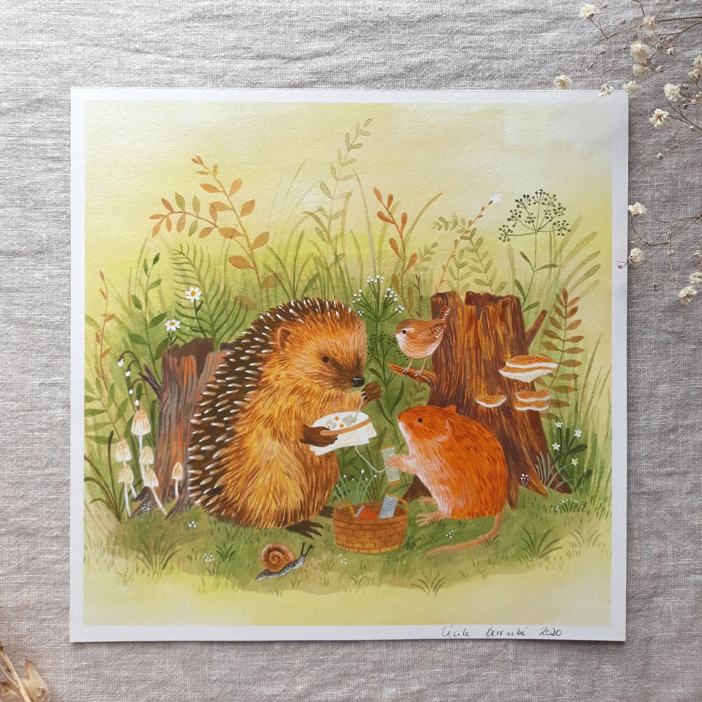 Cécile Berrubé Borduur print - Egel en muis (20x20cm)