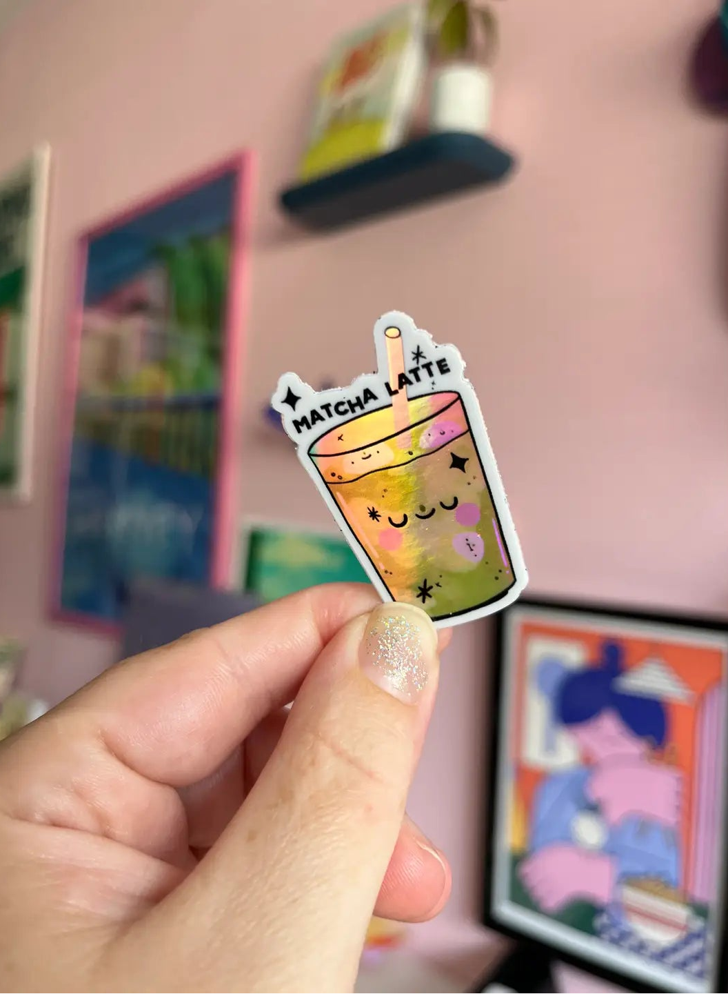 Sticker Holografisch Matcha Latte - Bloemkolie