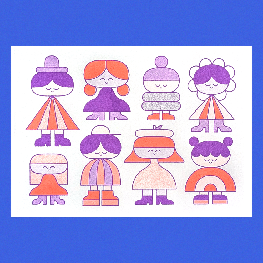 Hello Vinnie - Riso Print 'Little Friends' A4 (29 x 21 cm)