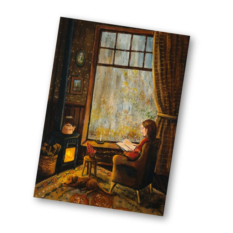 Wenskaart A6 Regen cosiness - Esther Bennink