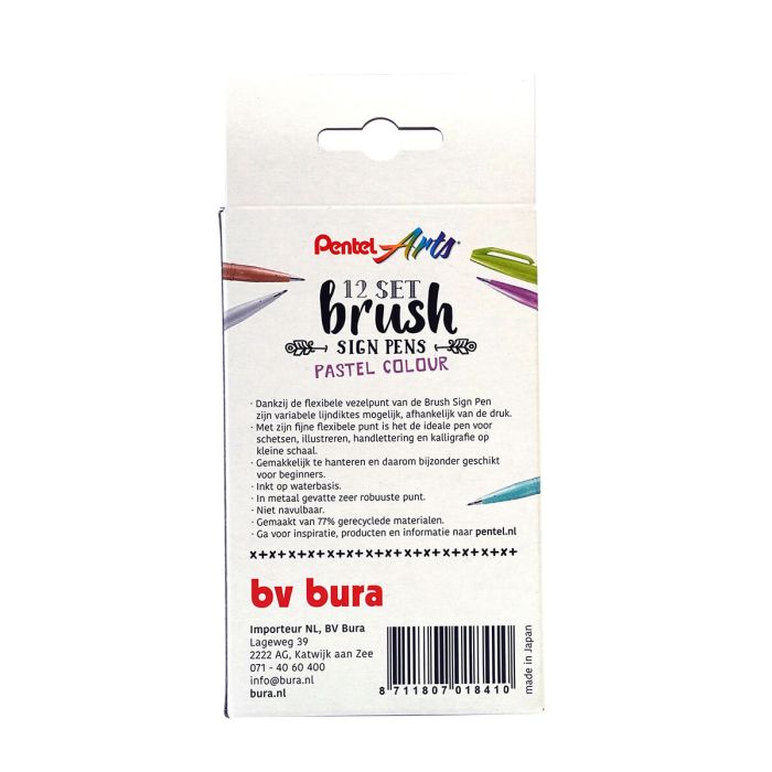 Pentel Brush Sign 12 Set - Pastel Colours