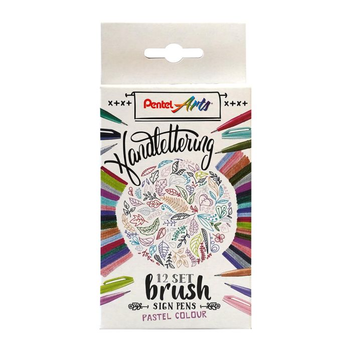 Pentel Brush Sign 12 Set - Pastel Colours