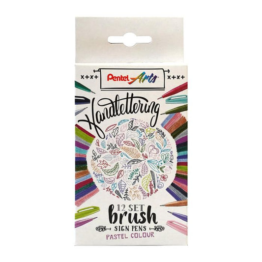 Pentel Brush Sign 12 Set - Pastel Colours