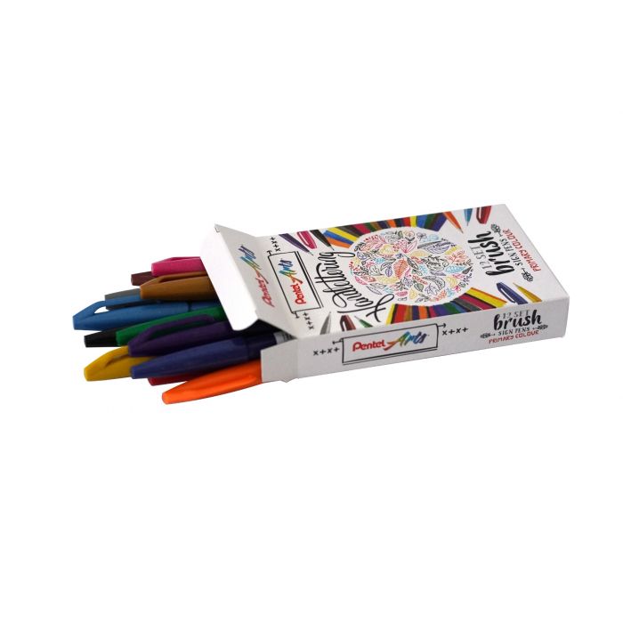 Pentel Brush Sign 12 Set - Primary Colors