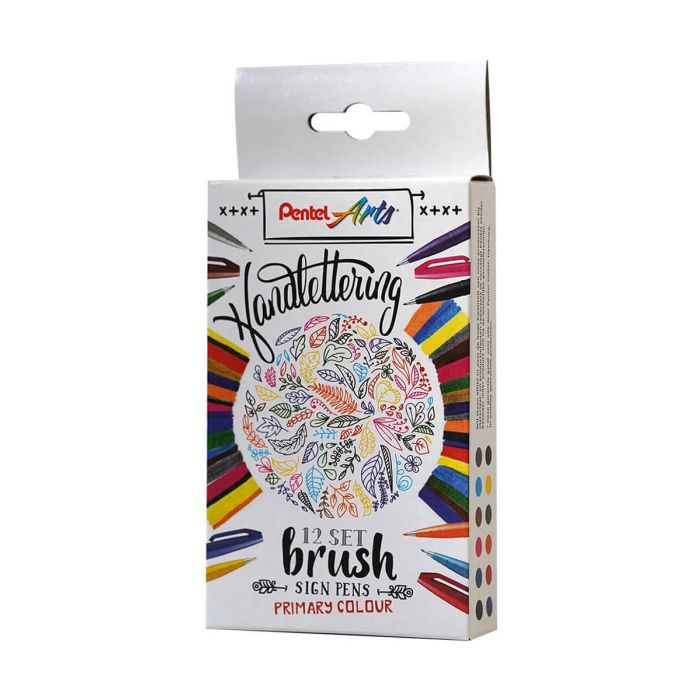 Pentel Brush Sign 12 Set - Primary Colors