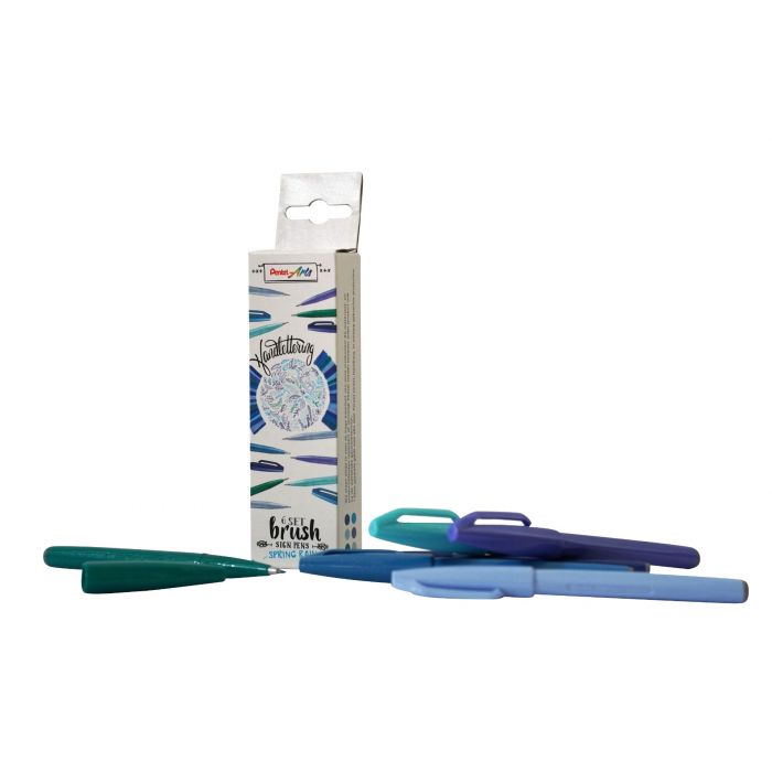 Pentel Pinselschild 6er-Set – Frühlingsregen