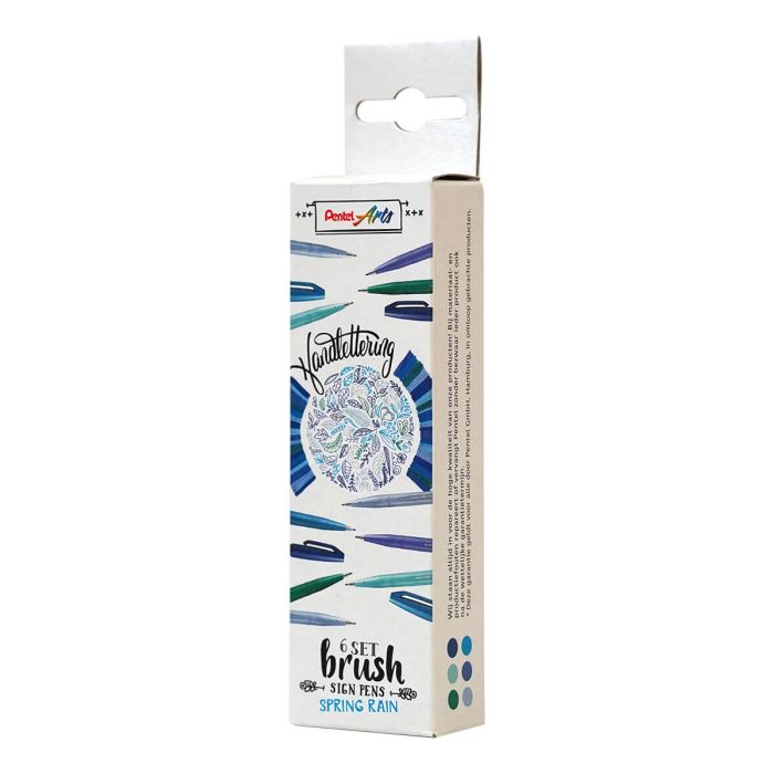 Pentel Pinselschild 6er-Set – Frühlingsregen