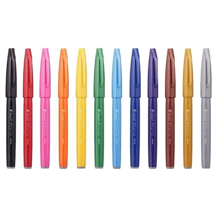 Pentel Brush Sign 12 Set - Primary Colors