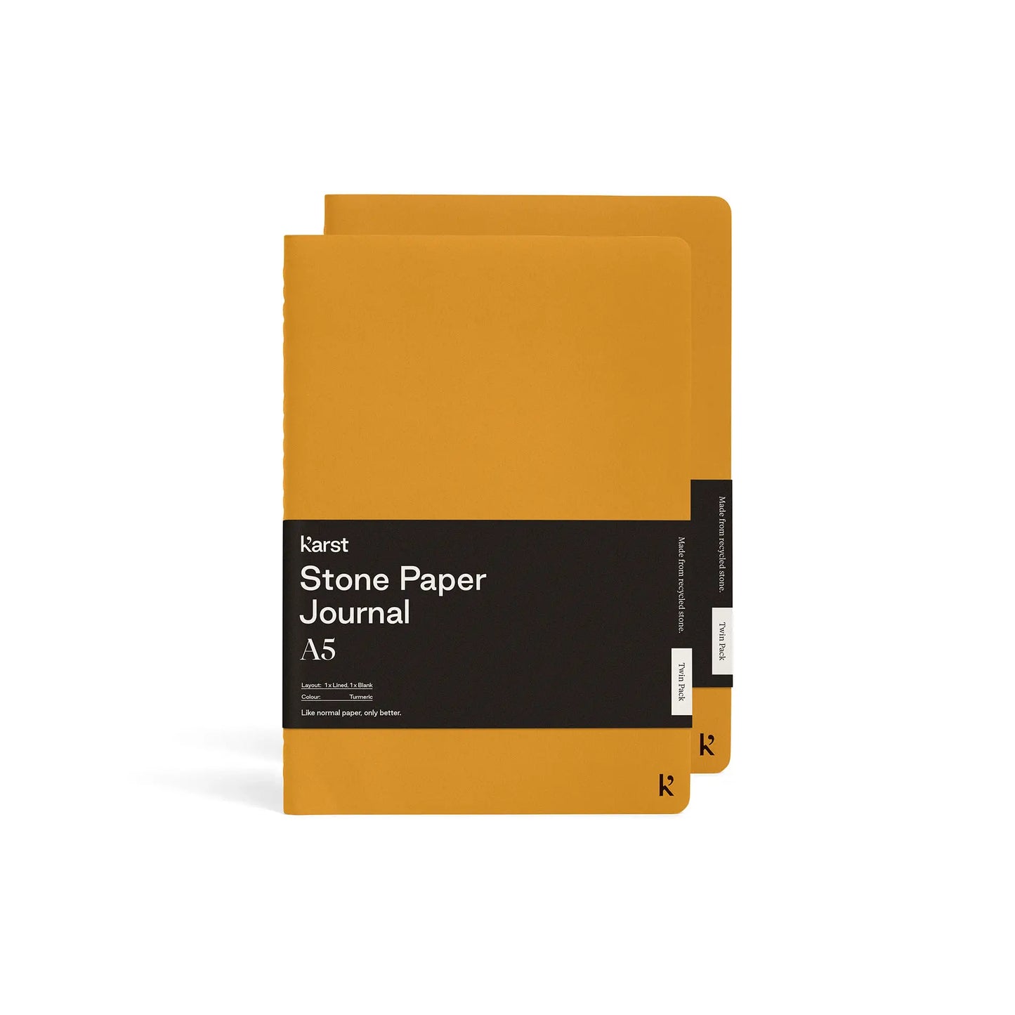 Karst stone paper journal A5 turmeric voorkant met label