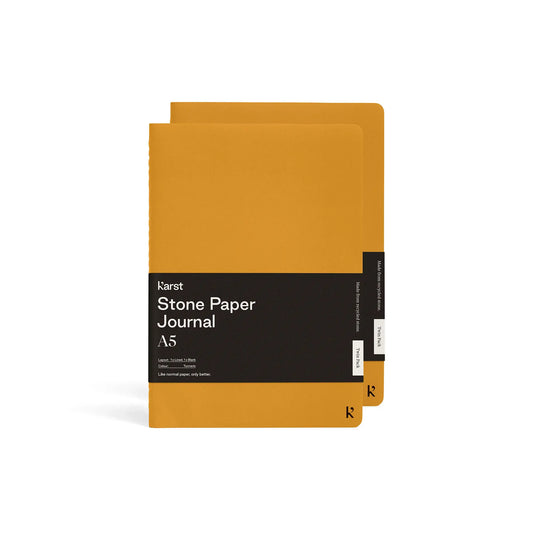 Karst stone paper journal A5 turmeric voorkant met label