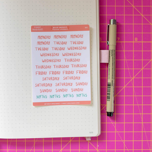 Bullet Journal Week Stickers - Small