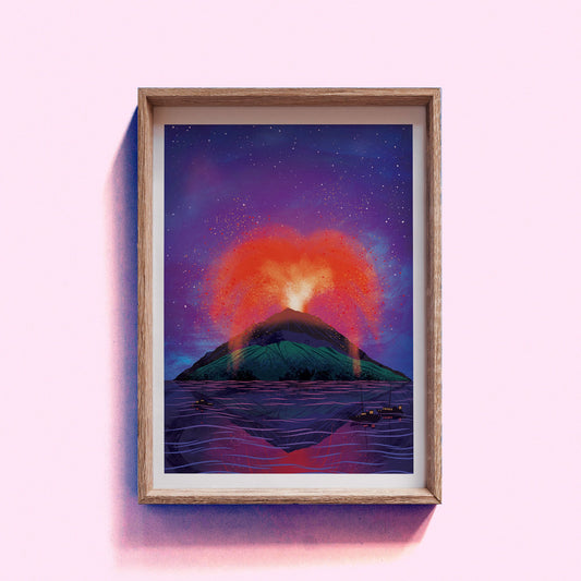 Stromboli Volcano - A4 Art Print by Hello Grimes