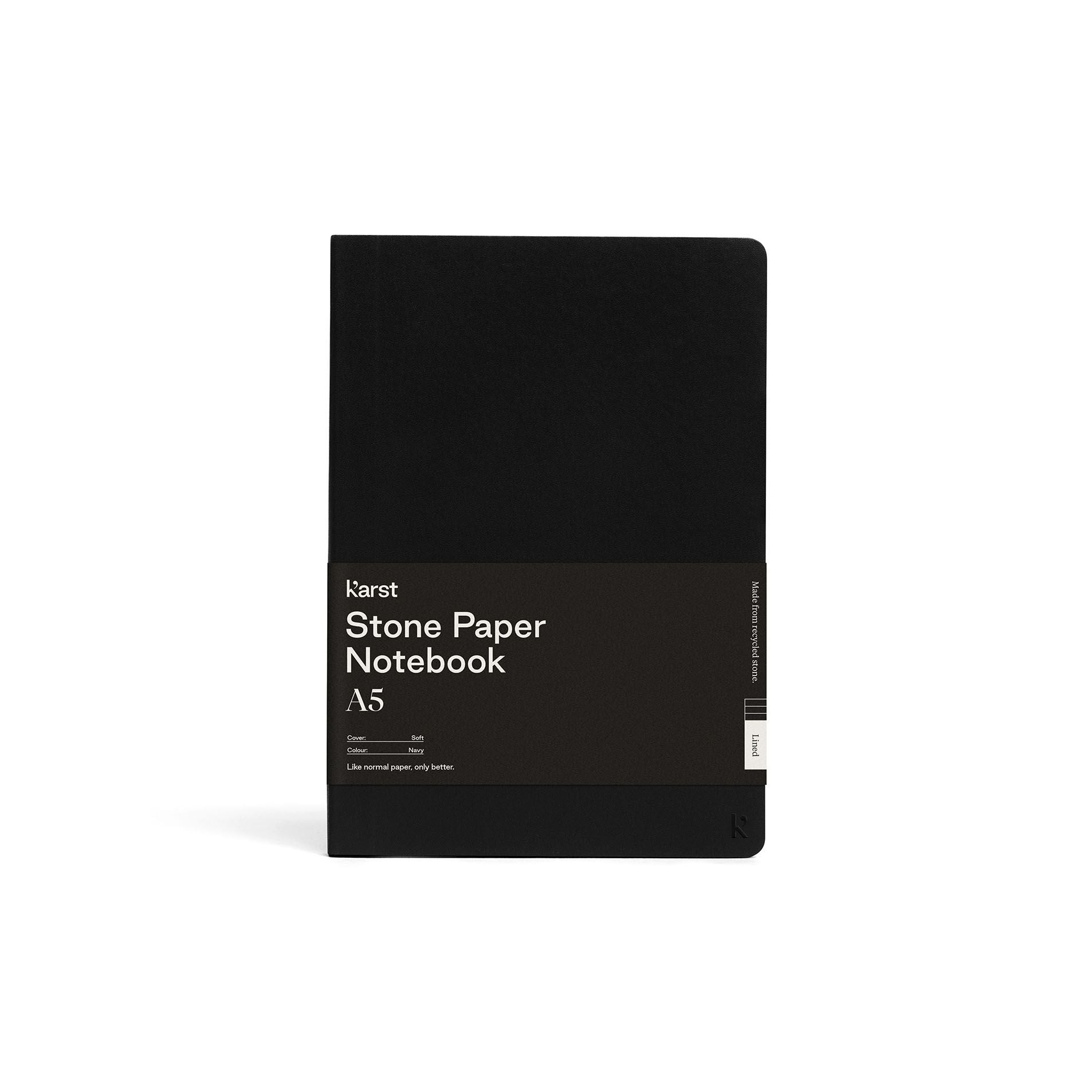 Karst Notitieboek A5 Softcover - Zwart (Blank) Voorkant met label