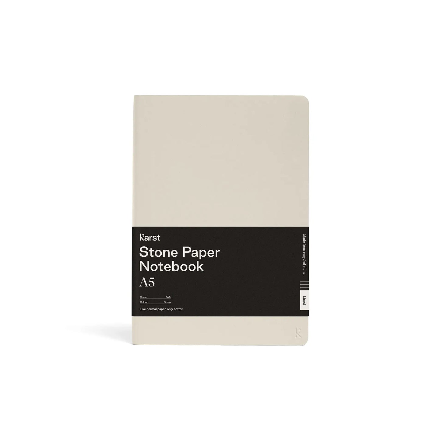 Karst Notitieboek A5 Softcover - Stone (Grid) Voorkant met label