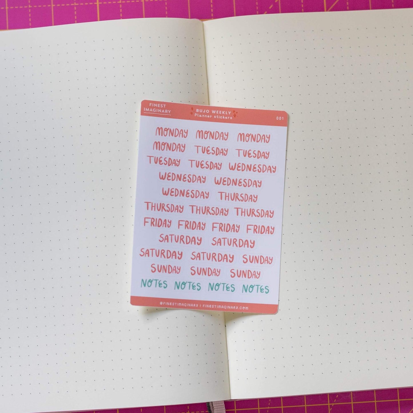 Bullet Journal Week Stickers - Small