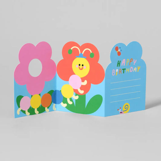 Uitklapbare verjaardagskaart Bug & Flower - Wrap
