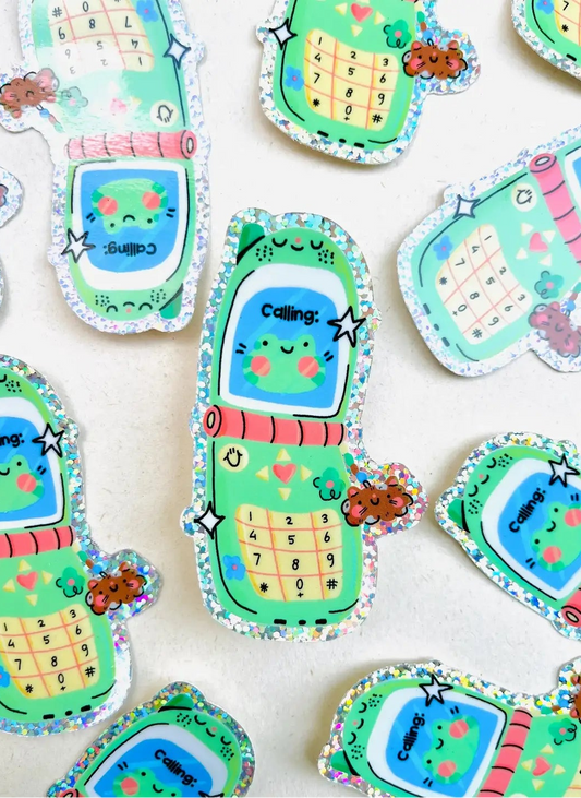 Cauliflower Holographic Sticker - Frog Flip Phone