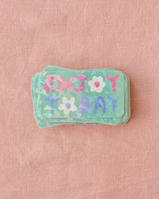 Claire Paul Holografische sticker - Enjoy Today