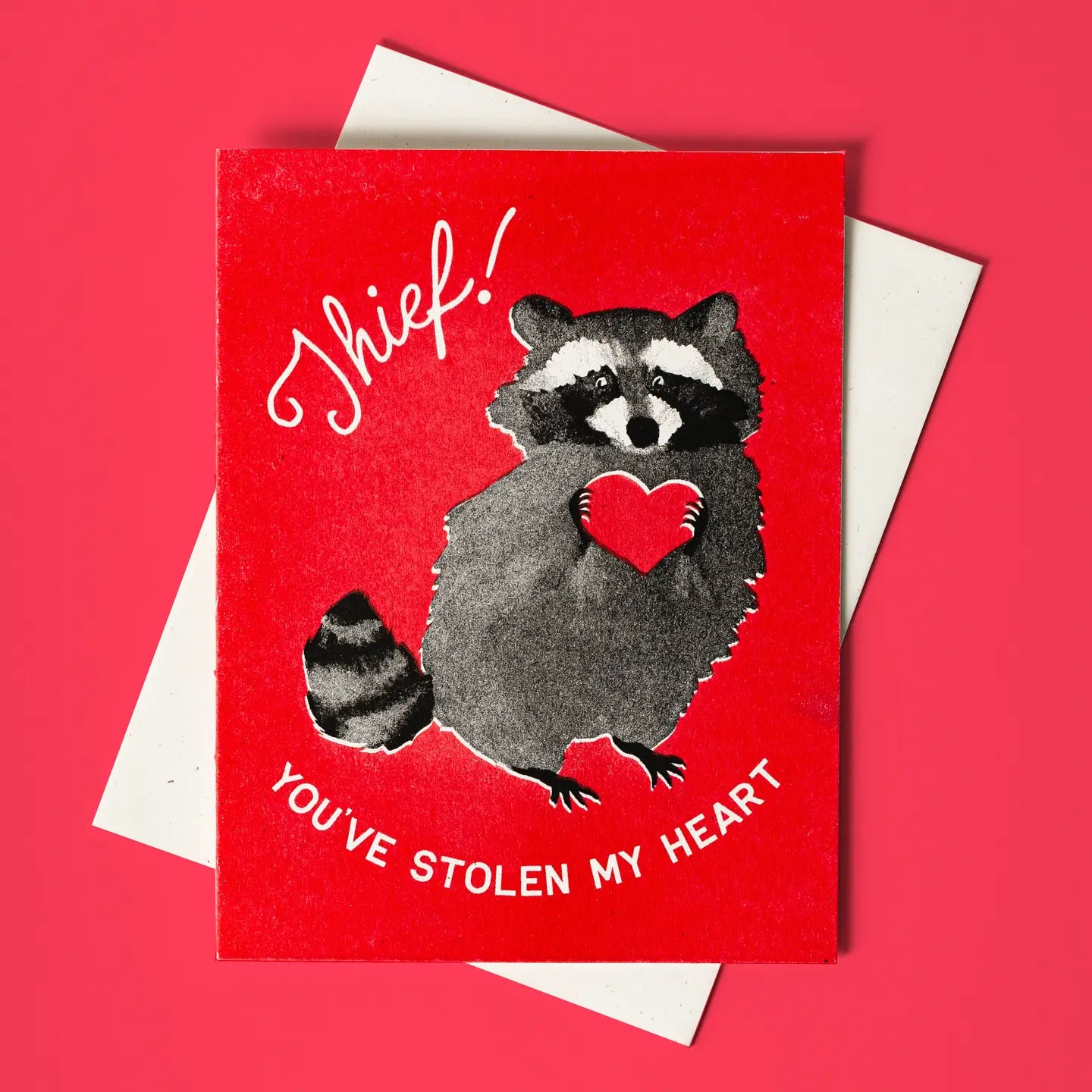 Bromstad Printing Co. - Risograph Valentijnskaart 'Thief! Raccoon'